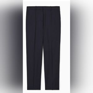 COS SLIM WOOL STRAIGHT-LEG NAVY TROUSERS SZ 2